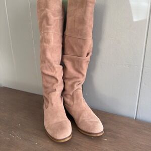 Steve Madden Suede Slouch Boot 6.5 Tall Knee High Y2K Taupe Fall Slouchy Riding